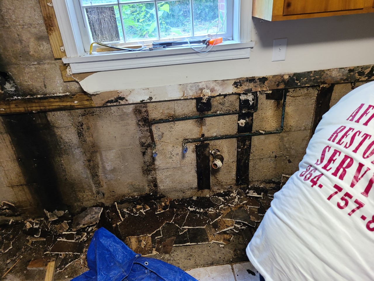 thumbnail_Kitchen wall after black mold removed and before wall is sealed