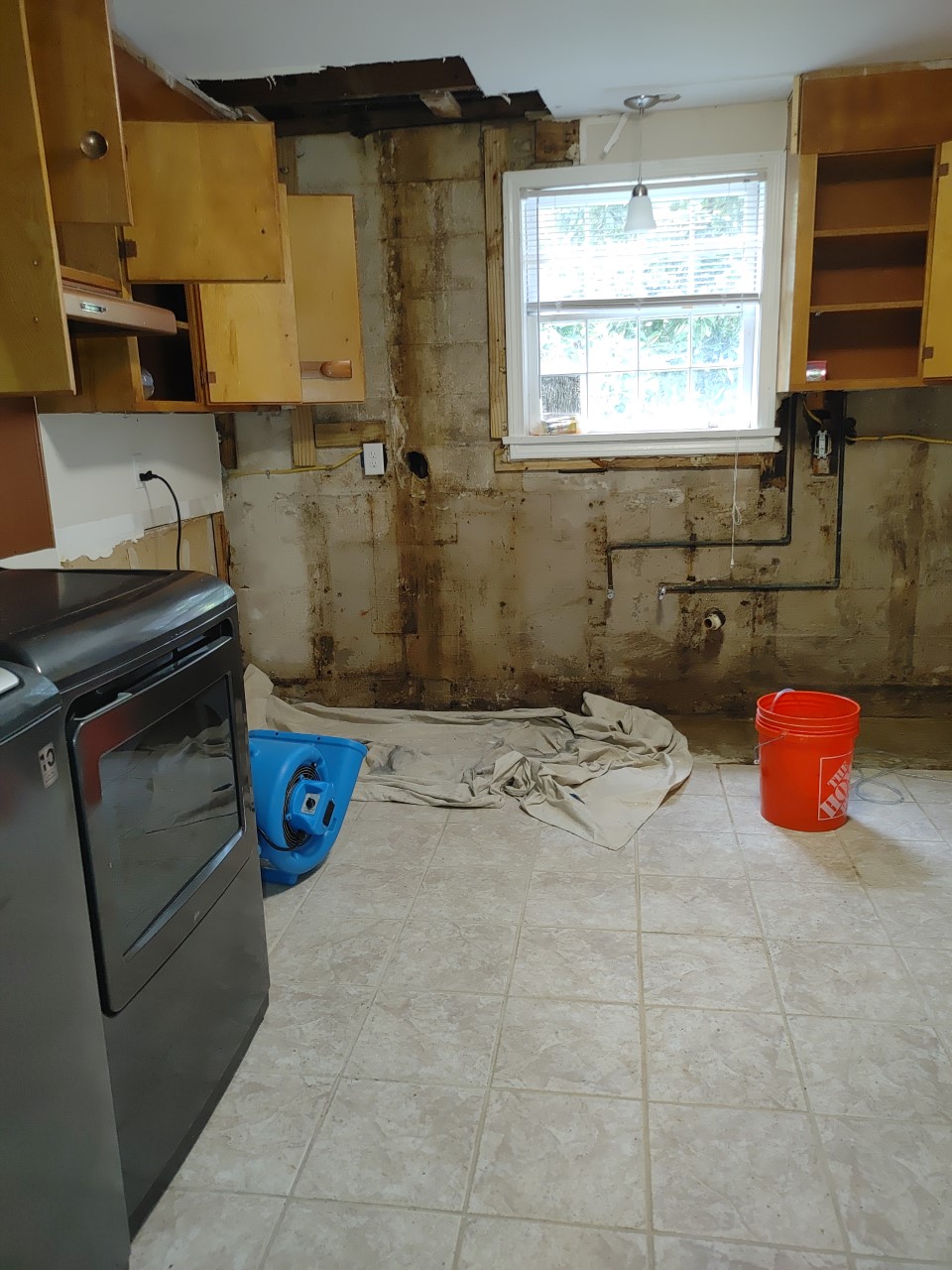 thumbnail_Kitchen wall after black mold removed and before wall is sealed